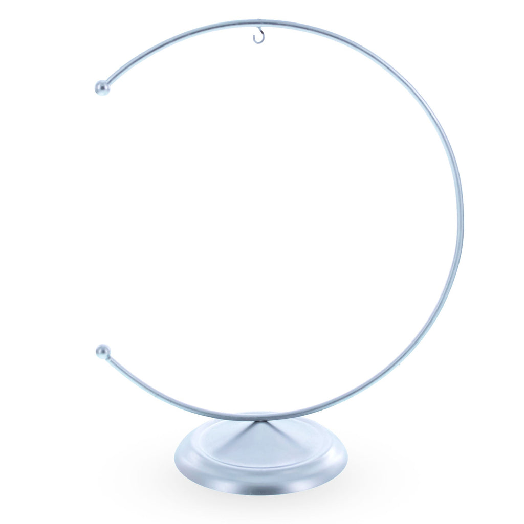 Crescent Moon Silver Metal Ornament Display Stand 8.8 Inches