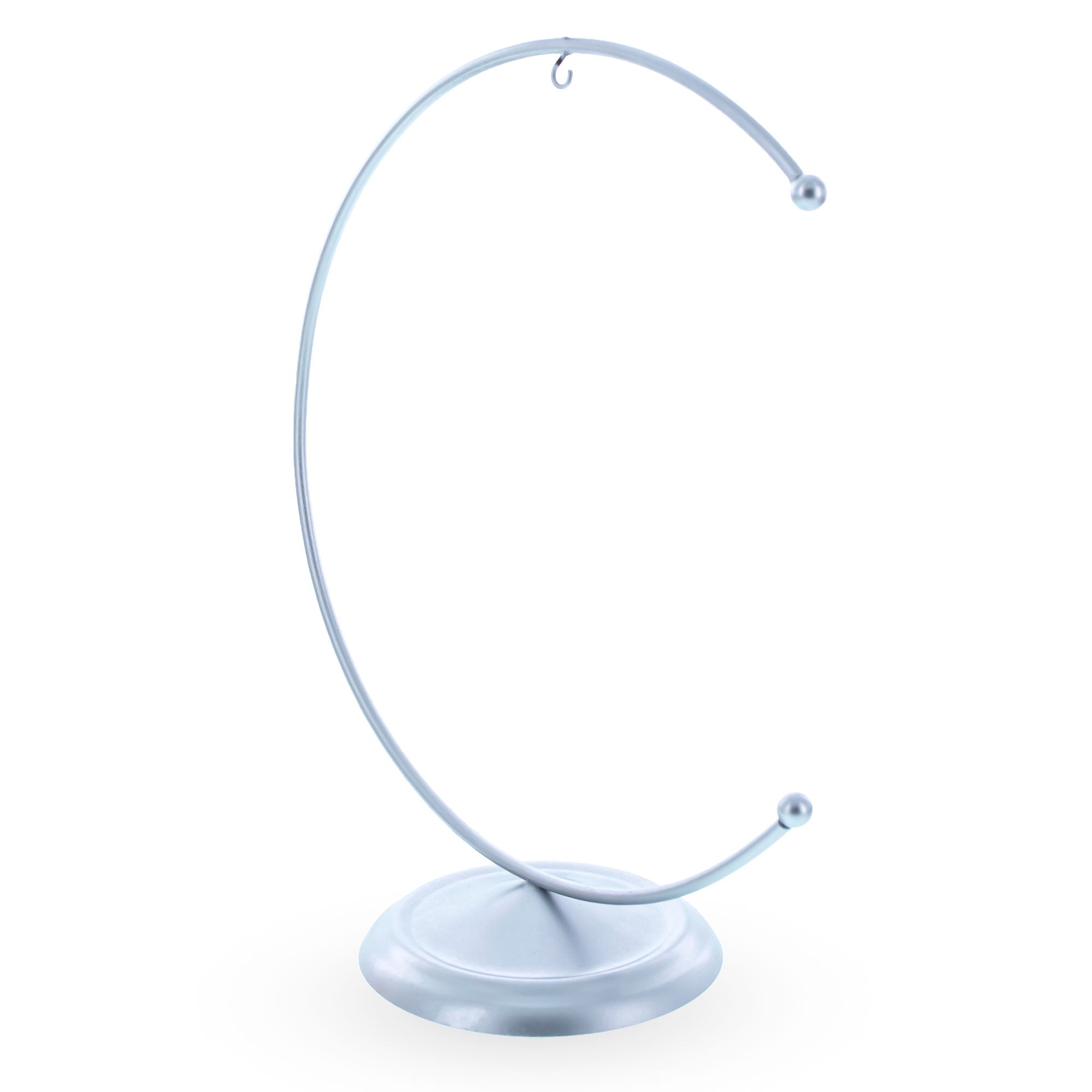 Crescent Moon Silver Metal Ornament Display Stand 8.8 Inches