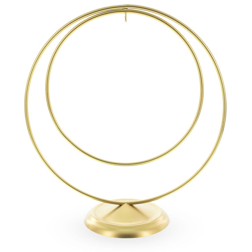 Contemporary Double Circle Gold Metal Ornament Display Stand 8.2 Inches