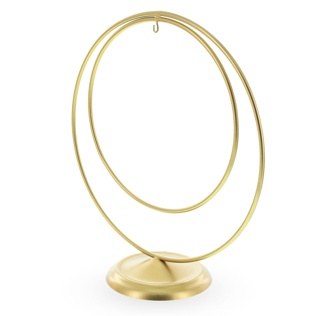 Contemporary Double Circle Gold Metal Ornament Display Stand 8.2 Inches