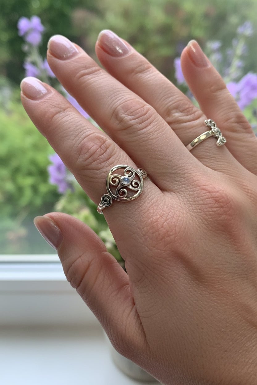 Amrita Celtic Triple Spiral Ring in Sterling Silver Ring La Vie Bien Amrita Celtic Triple Spiral Ring in Sterling Silver