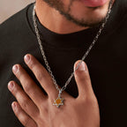 Ancestral Protector - Tiger’s Eye Star of David Charm