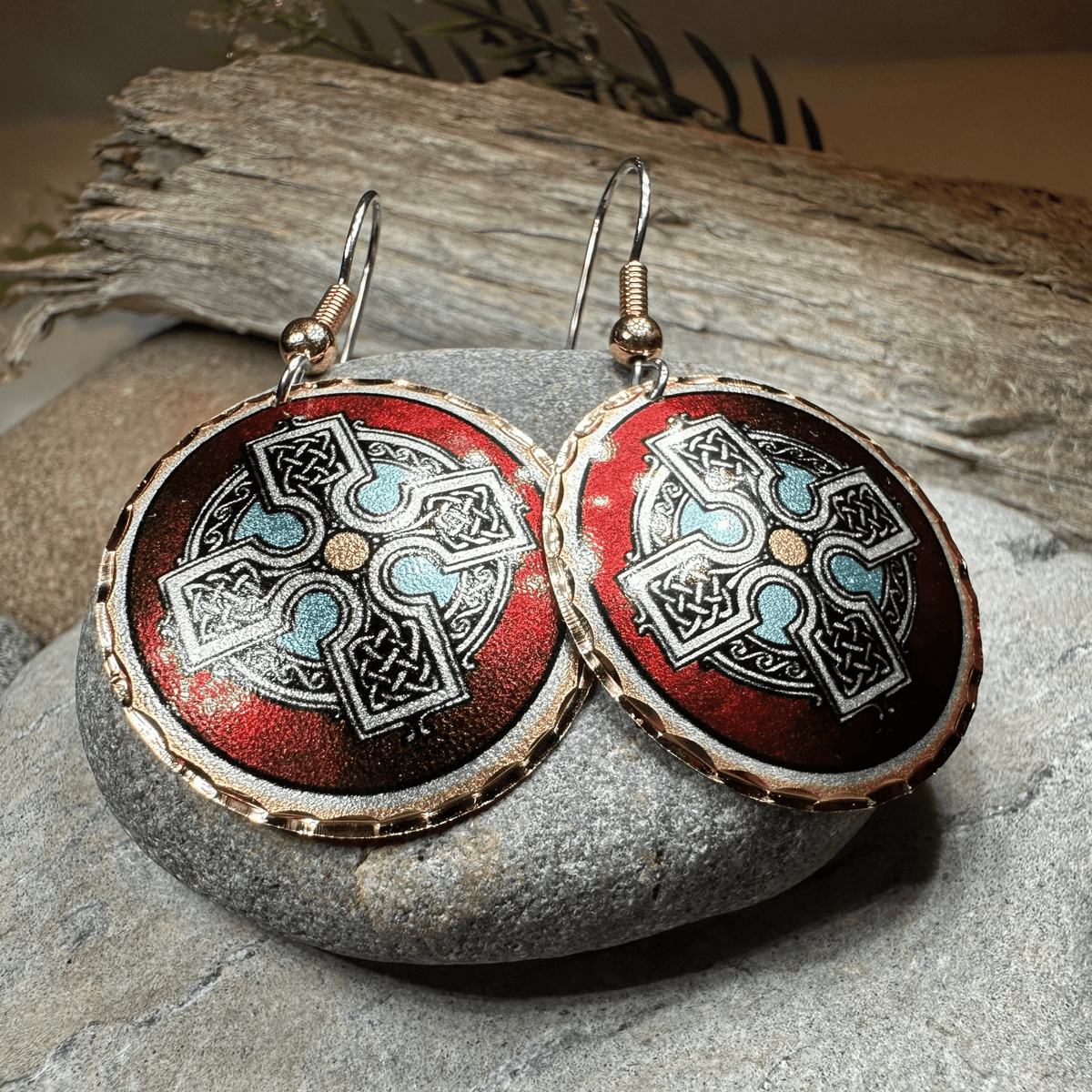 Ancient Celtic Cross Copper Earrings Dangle Earrings La Vie Bien Ancient Celtic Cross Copper Earrings