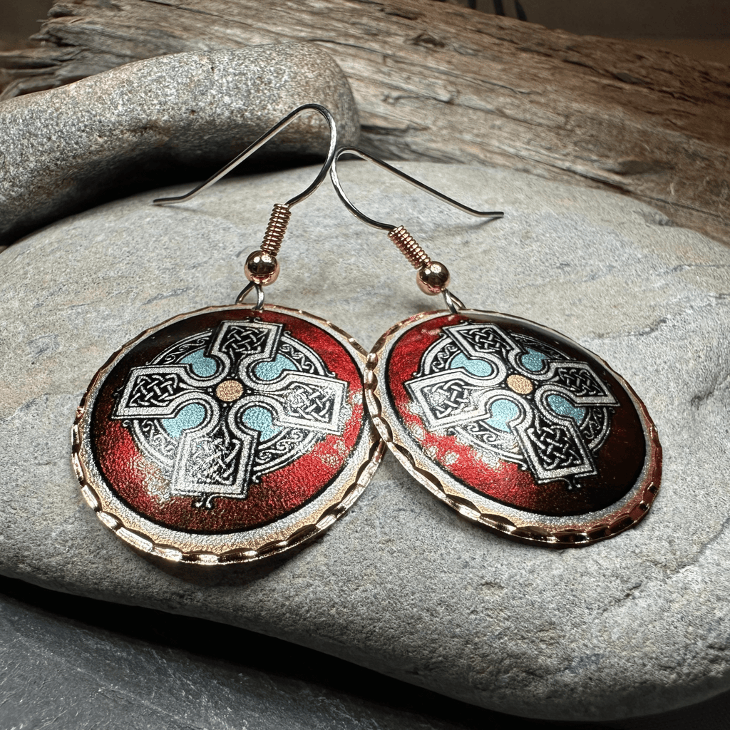 Ancient Celtic Cross Copper Earrings Dangle Earrings La Vie Bien Ancient Celtic Cross Copper Earrings