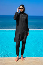 Andalus Black Full Coverage Burkini Set A2501-1 Covered Burkini Swimwear La Vie Bien Andalus Black Full Coverage Burkini Set A2501-1