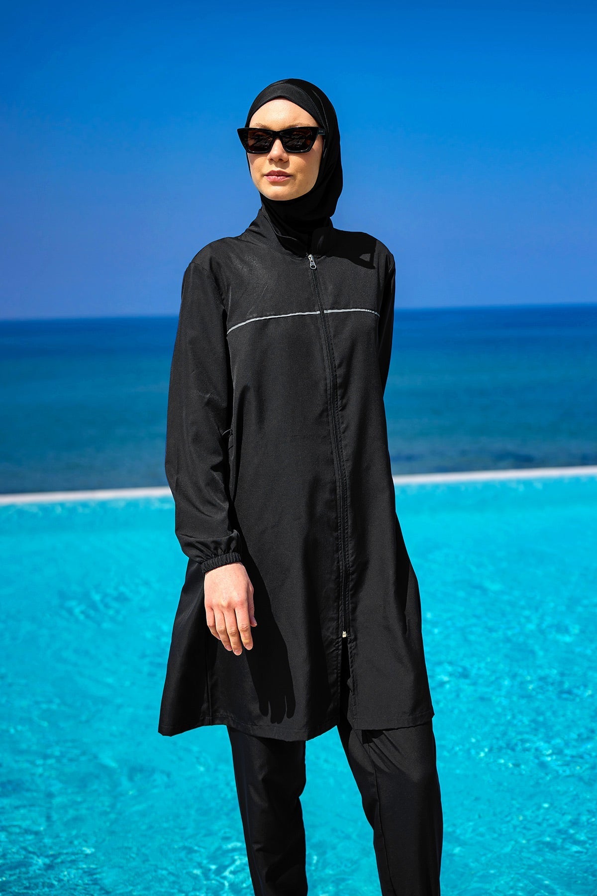 Andalus Black Full Coverage Burkini Set A2501-1 Covered Burkini Swimwear La Vie Bien Andalus Black Full Coverage Burkini Set A2501-1