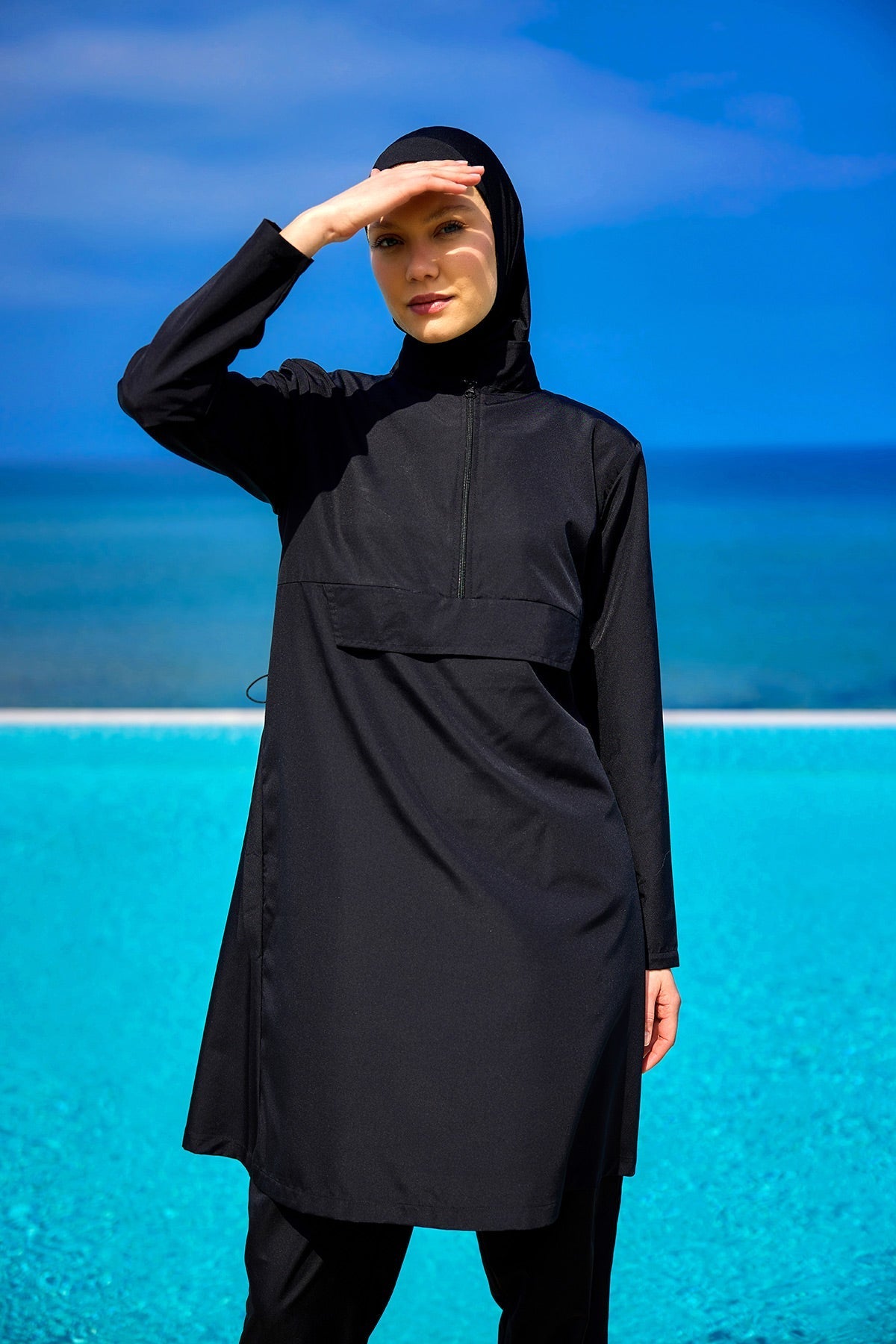 Andalus Black Full Coverage Burkini Set for A2503-1 Covered Burkini Swimwear La Vie Bien Andalus Black Full Coverage Burkini Set for A2503-1
