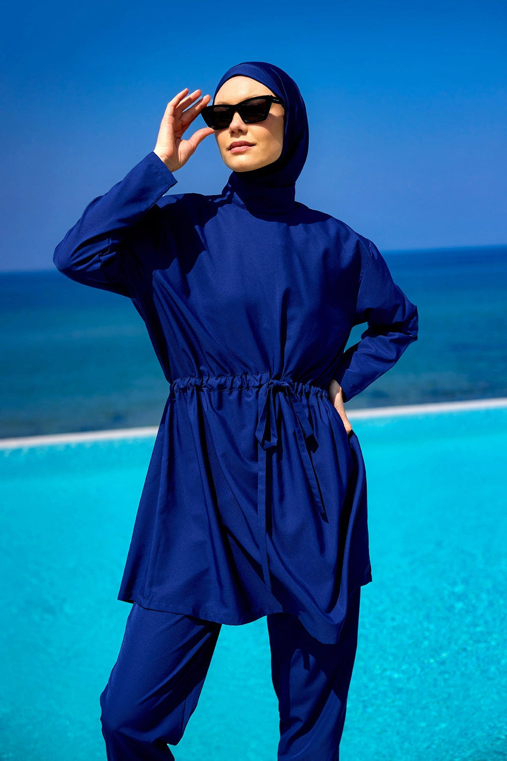 Andalus Full Coverage Burkini Set with Front Ruching A2502-2 Covered Burkini Swimwear La Vie Bien Andalus Full Coverage Burkini Set with Front Ruching A2502-2