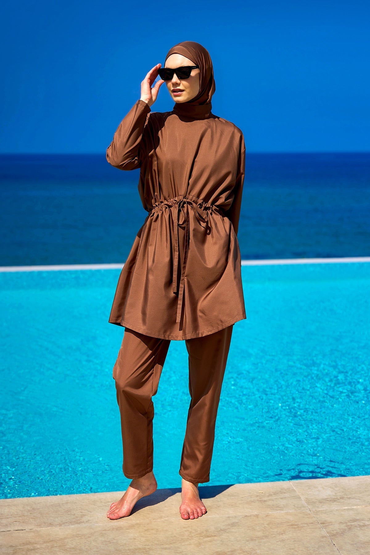 Andalus Full Coverage Burkini Set with Front Ruching A2502-3 Covered Burkini Swimwear La Vie Bien Andalus Full Coverage Burkini Set with Front Ruching A2502-3