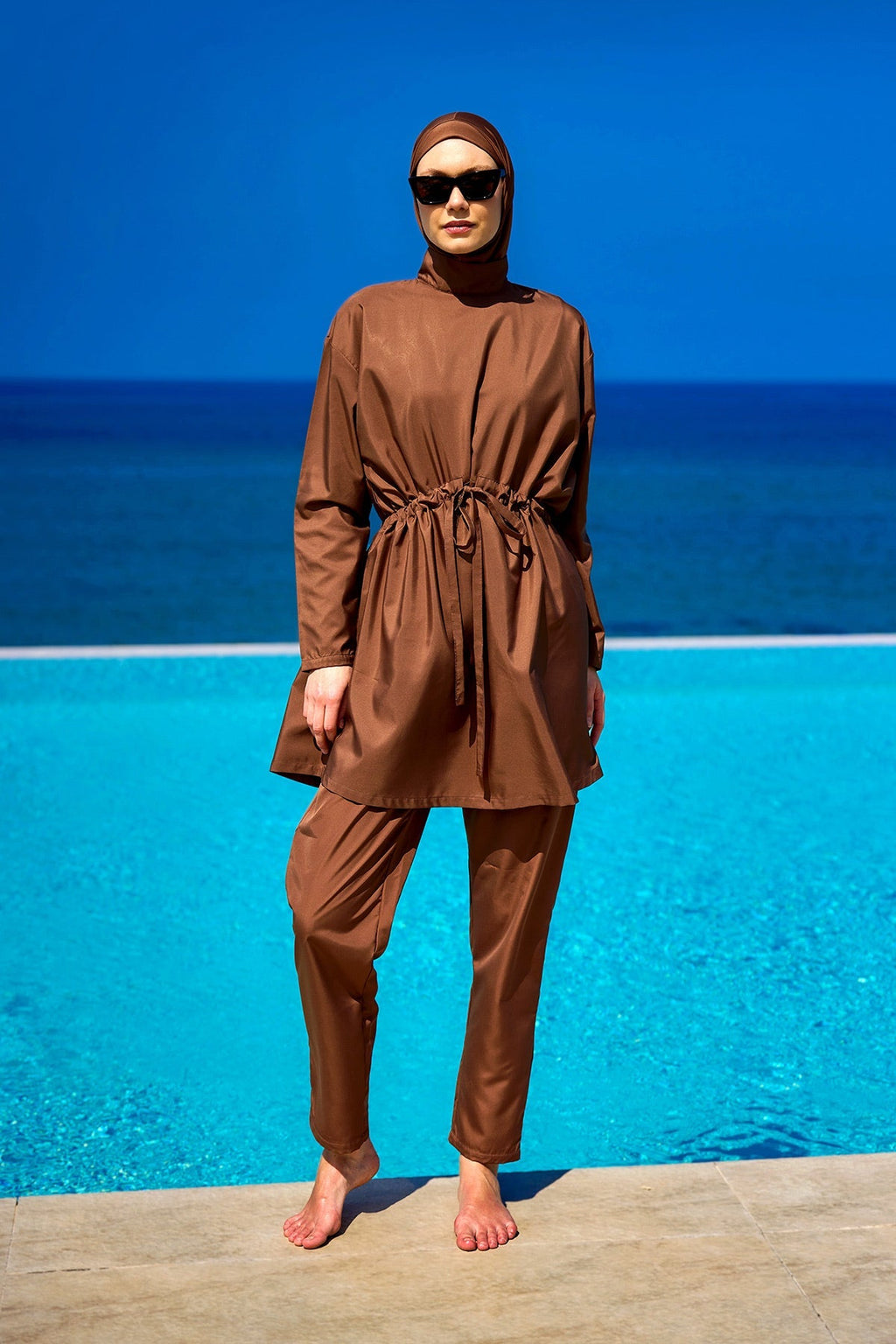 Andalus Full Coverage Burkini Set with Front Ruching A2502-3 Covered Burkini Swimwear La Vie Bien Andalus Full Coverage Burkini Set with Front Ruching A2502-3
