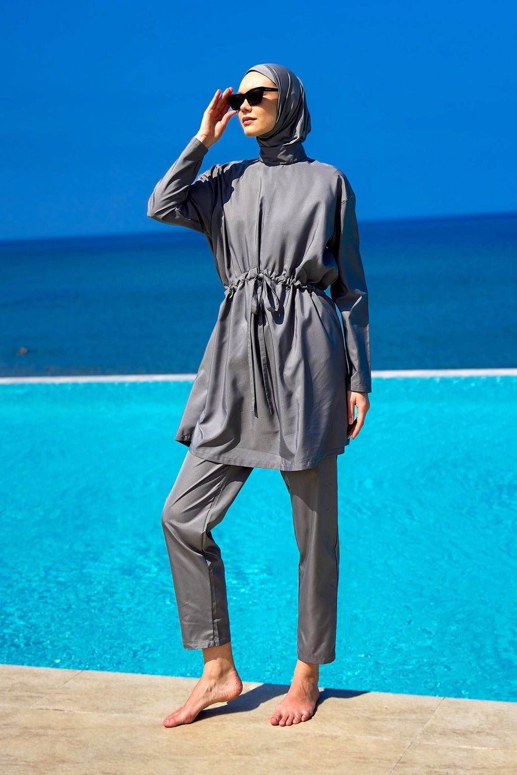 Andalus Full Coverage Burkini Set with Front Ruching A2502-4 Covered Burkini Swimwear La Vie Bien Andalus Full Coverage Burkini Set with Front Ruching A2502-4