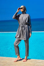 Andalus Full Coverage Burkini Set with Front Ruching A2502-4 Covered Burkini Swimwear La Vie Bien Andalus Full Coverage Burkini Set with Front Ruching A2502-4