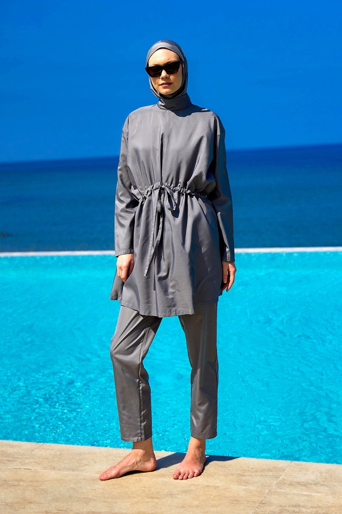 Andalus Full Coverage Burkini Set with Front Ruching A2502-4 Covered Burkini Swimwear La Vie Bien Andalus Full Coverage Burkini Set with Front Ruching A2502-4