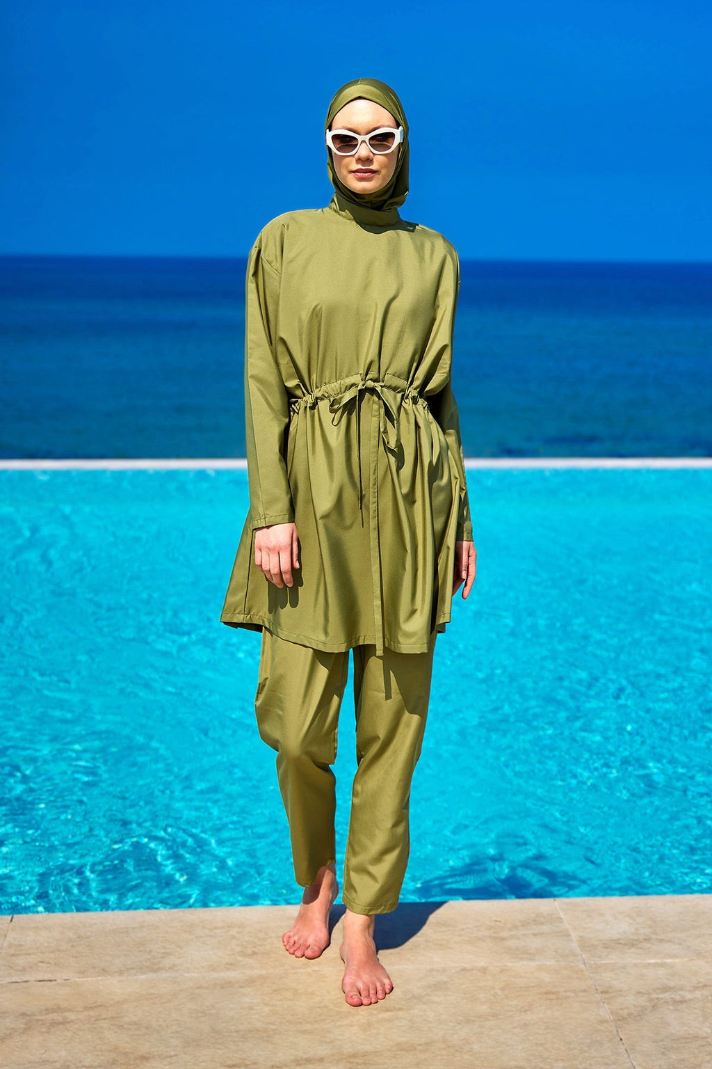 Andalus Full Coverage Burkini Set with Front Ruching A2502-5 Covered Burkini Swimwear La Vie Bien Andalus Full Coverage Burkini Set with Front Ruching A2502-5