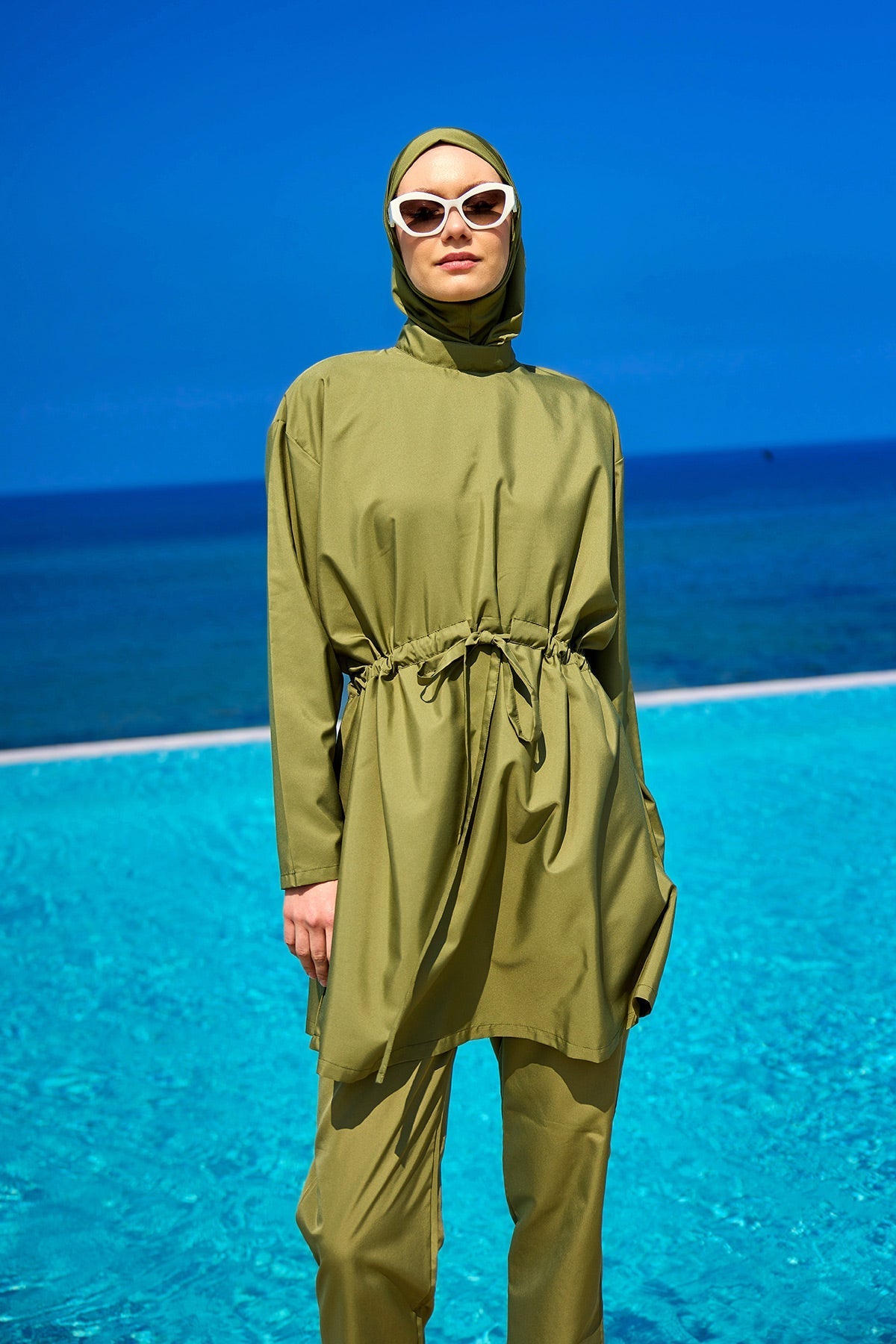 Andalus Full Coverage Burkini Set with Front Ruching A2502-5 Covered Burkini Swimwear La Vie Bien Andalus Full Coverage Burkini Set with Front Ruching A2502-5