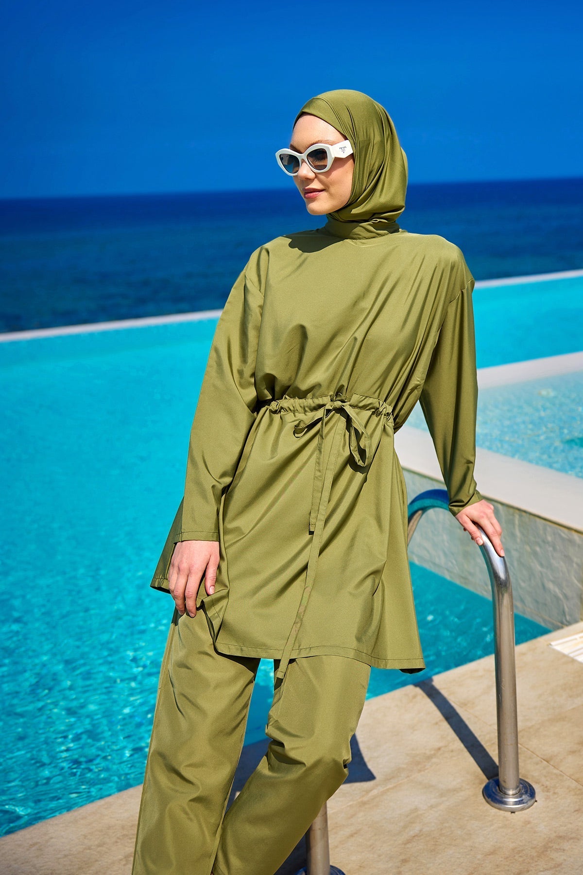 Andalus Full Coverage Burkini Set with Front Ruching A2502-5 Covered Burkini Swimwear La Vie Bien Andalus Full Coverage Burkini Set with Front Ruching A2502-5