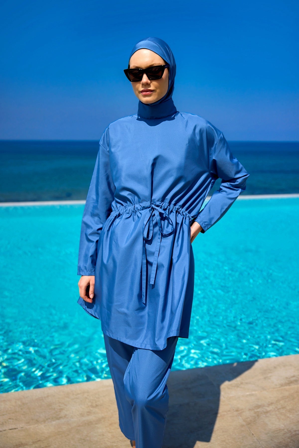Andalus Full Coverage Burkini Set with Front Ruching A2502-6 Covered Burkini Swimwear La Vie Bien Andalus Full Coverage Burkini Set with Front Ruching A2502-6