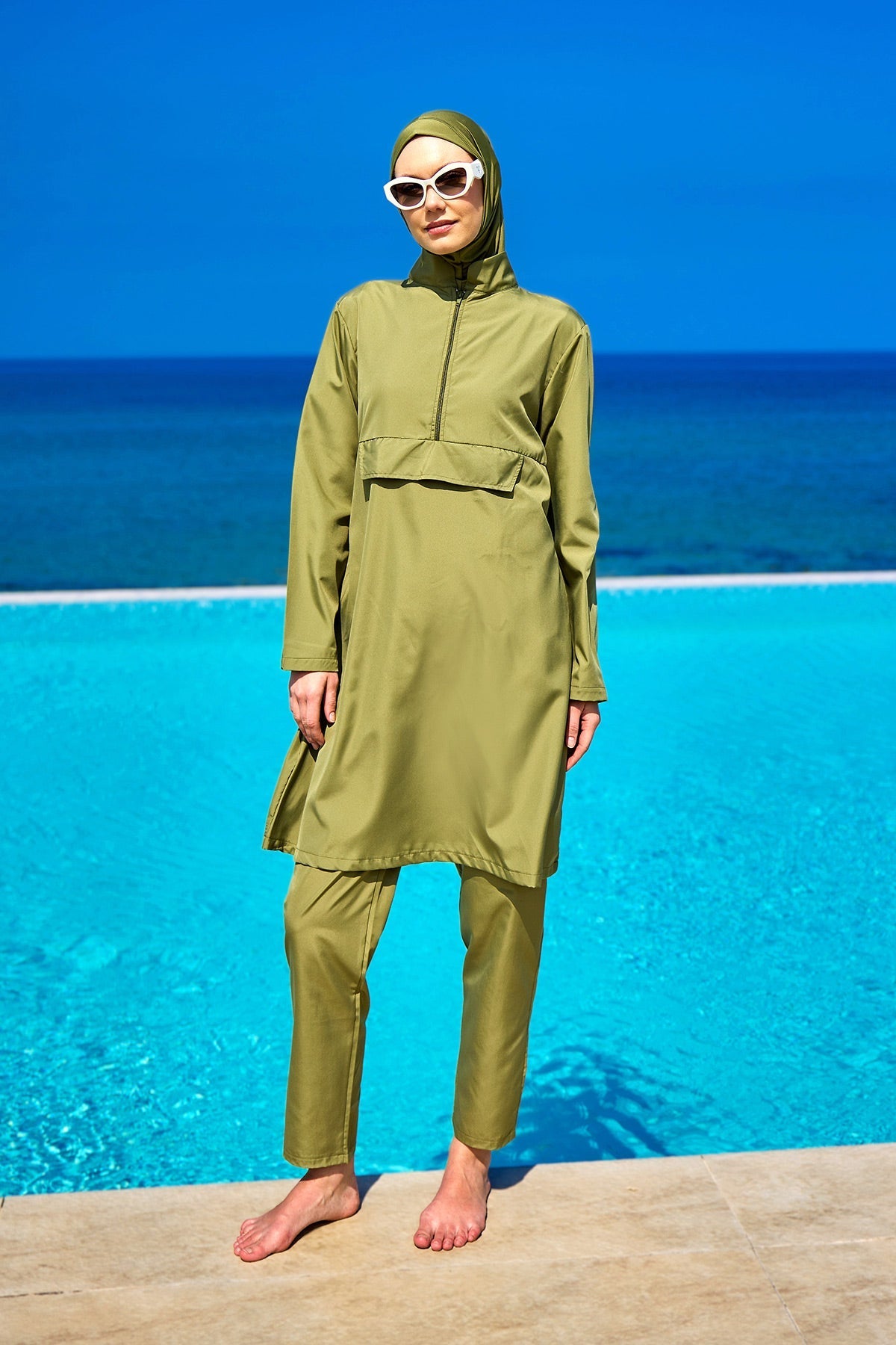 Andalus Green Full Coverage Burkini Set for Women A2503-5 Covered Burkini Swimwear La Vie Bien Andalus Green Full Coverage Burkini Set for Women A2503-5