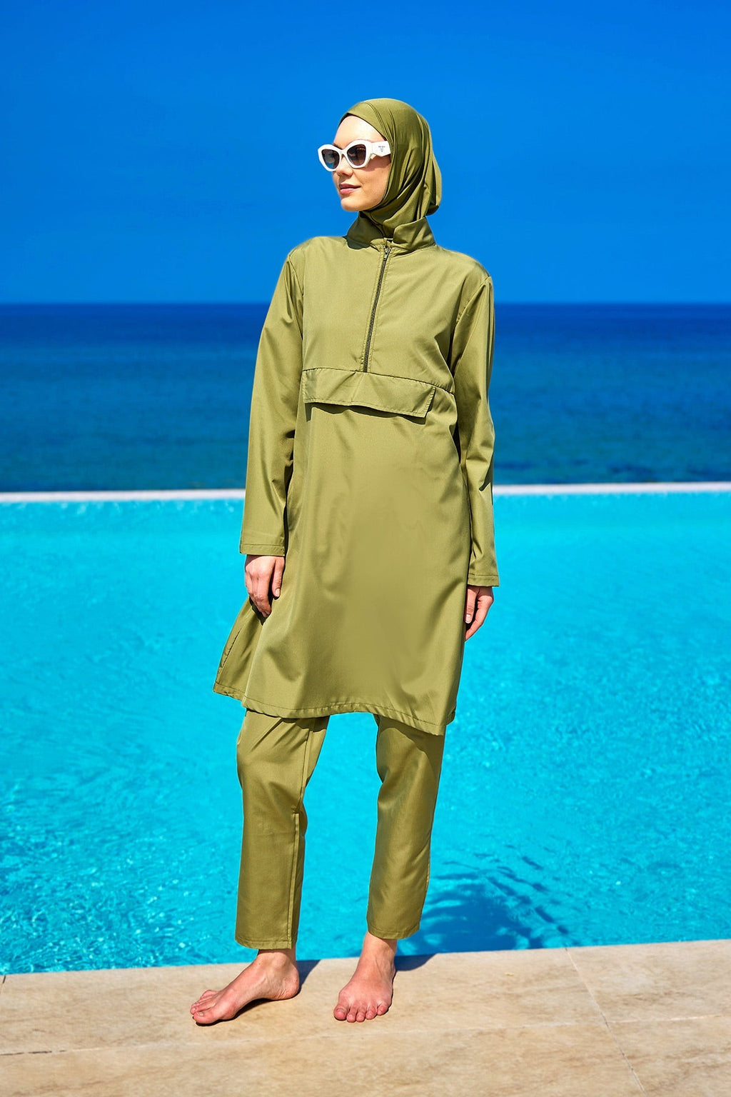Andalus Green Full Coverage Burkini Set for Women A2503-5 Covered Burkini Swimwear La Vie Bien Andalus Green Full Coverage Burkini Set for Women A2503-5