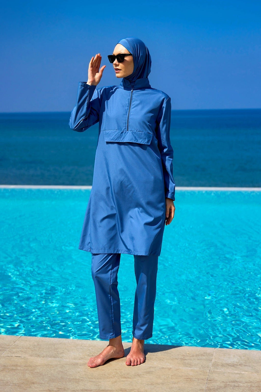 Andalus Indigo Full Coverage Burkini Set for Women A2503-6 Covered Burkini Swimwear La Vie Bien Andalus Indigo Full Coverage Burkini Set for Women A2503-6