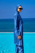 Andalus Indigo Full Coverage Burkini Set for Women A2503-6 Covered Burkini Swimwear La Vie Bien Andalus Indigo Full Coverage Burkini Set for Women A2503-6