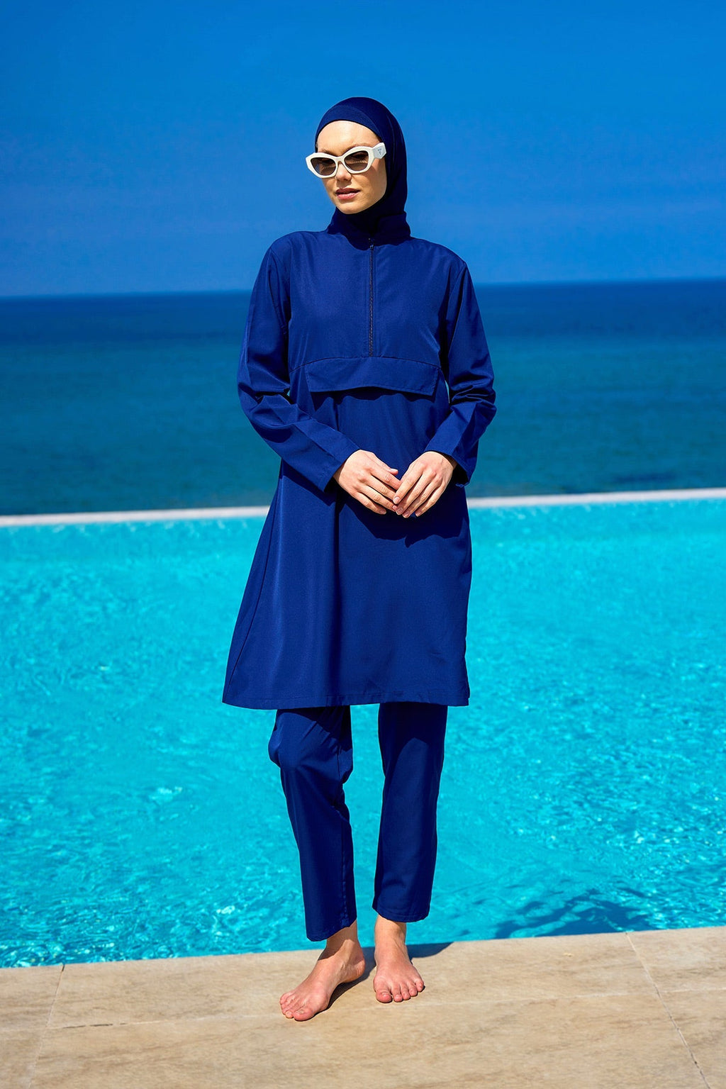 Andalus Navy Full Coverage Burkini Set for Women A2503-2 Covered Burkini Swimwear La Vie Bien Andalus Navy Full Coverage Burkini Set for Women A2503-2