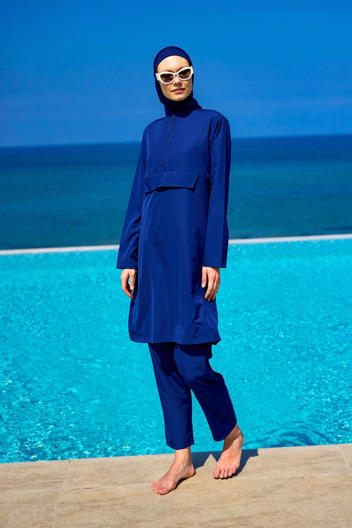Andalus Navy Full Coverage Burkini Set for Women A2503-2 Covered Burkini Swimwear La Vie Bien Andalus Navy Full Coverage Burkini Set for Women A2503-2