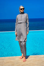Andalus Gray Full Coverage Burkini Set for Women A2503-4