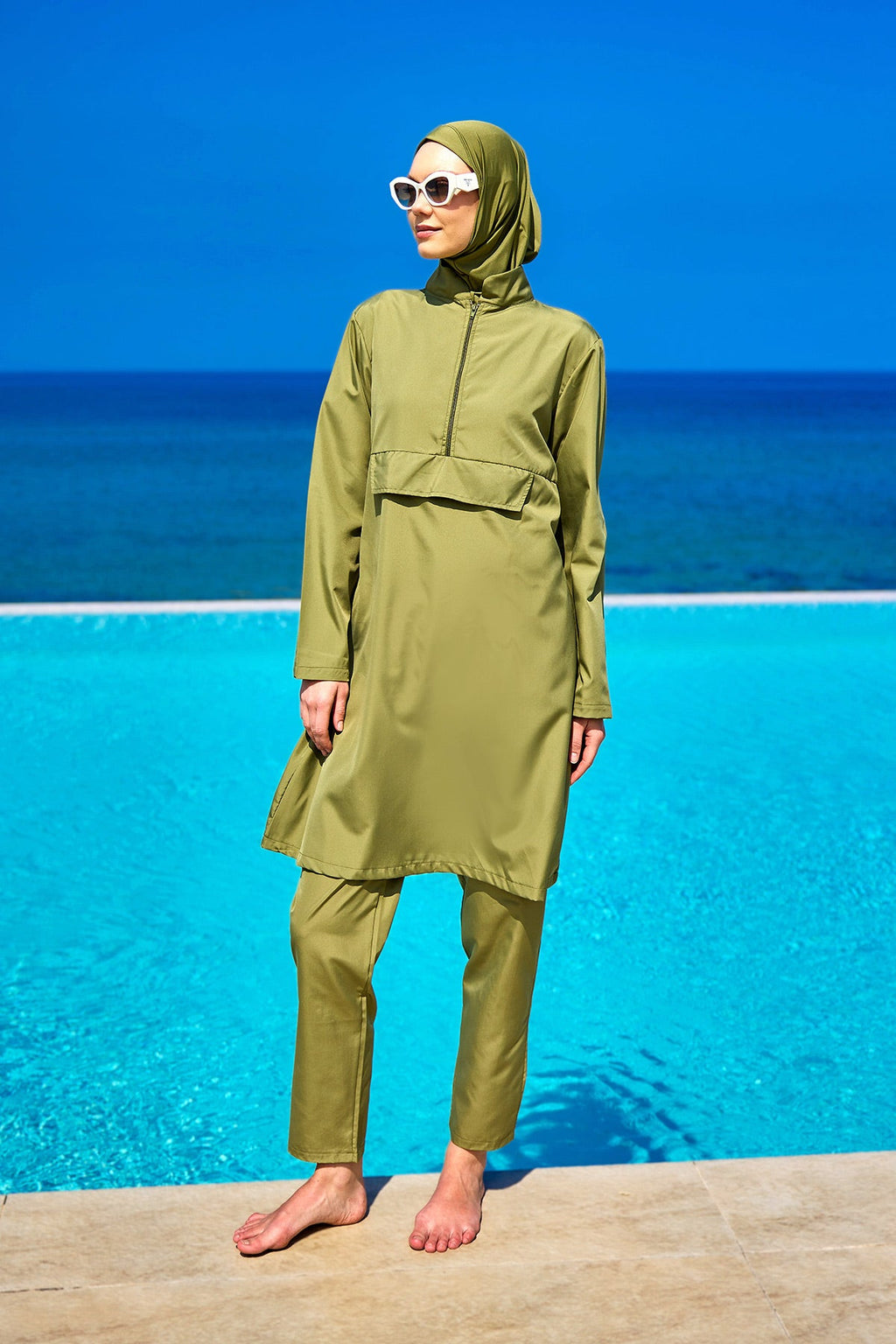 Andalus Green Full Coverage Burkini Set for Women A2503-5
