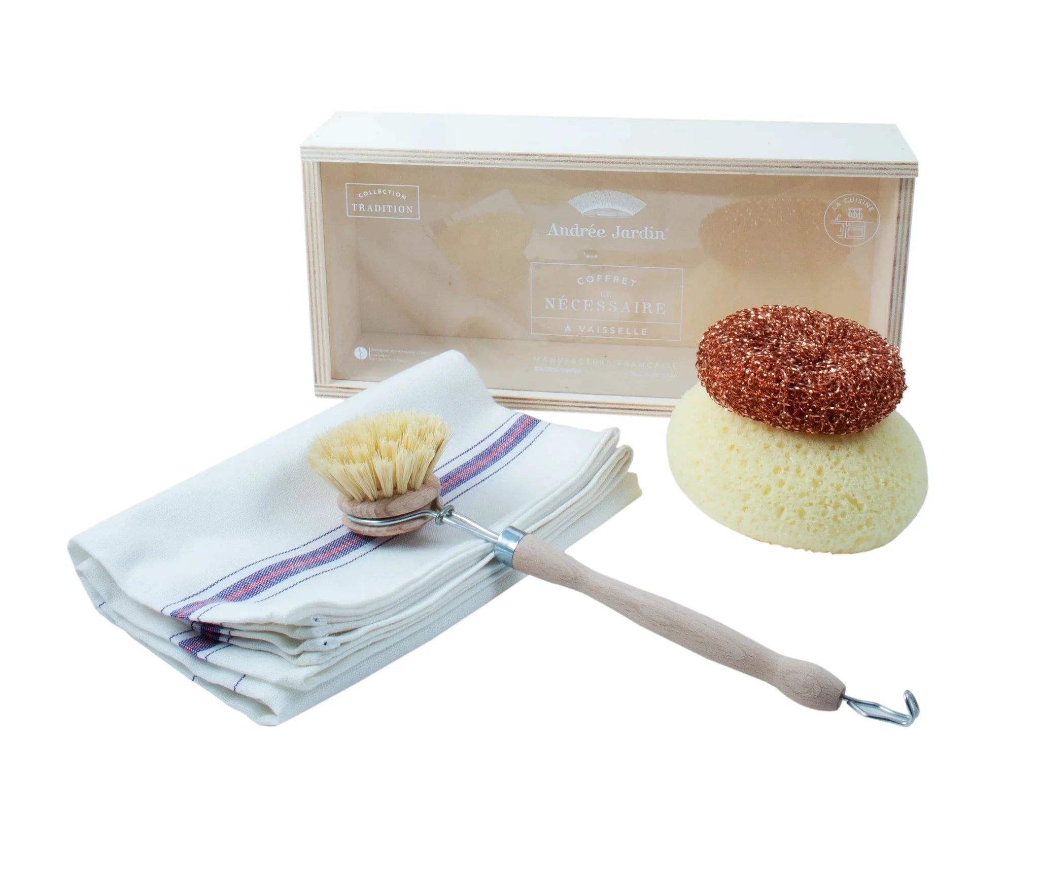 Andr Jardin Sustainable Dish Cleaning Kit in Wooden Box by White Cliff Studio