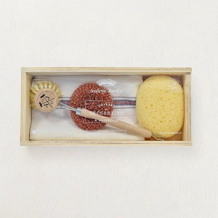 Andr Jardin Sustainable Dish Cleaning Kit in Wooden Box by White Cliff Studio
