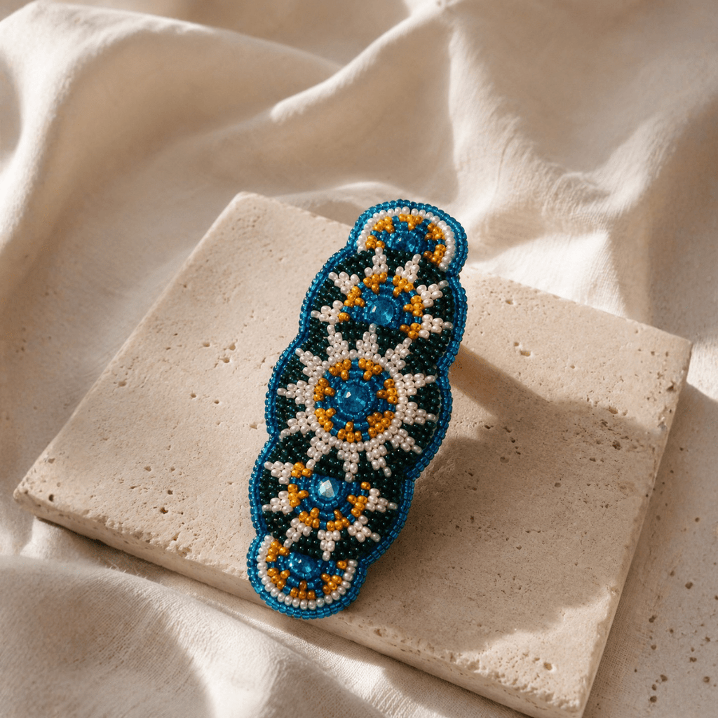 Andrea Seed Bead Boho Hair Barrette - Guatemala Accessories La Vie Bien Andrea Seed Bead Boho Hair Barrette - Guatemala