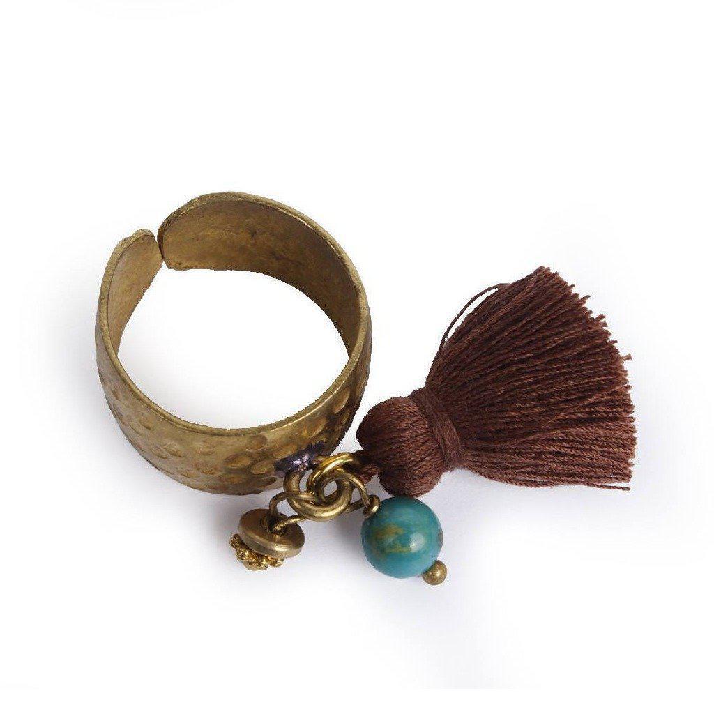Aneesa Tassel Brass Adjustable Ring - Thailand Jewelry La Vie Bien Aneesa Tassel Brass Adjustable Ring - Thailand
