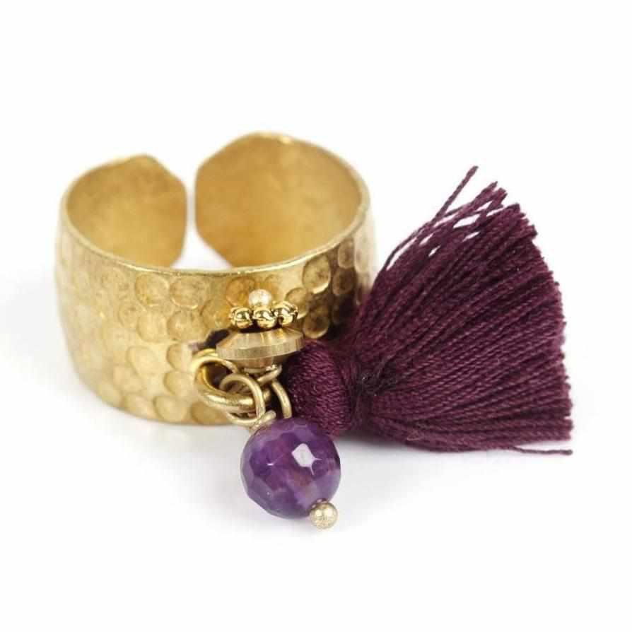 Aneesa Tassel Brass Adjustable Ring - Thailand Jewelry La Vie Bien Aneesa Tassel Brass Adjustable Ring - Thailand