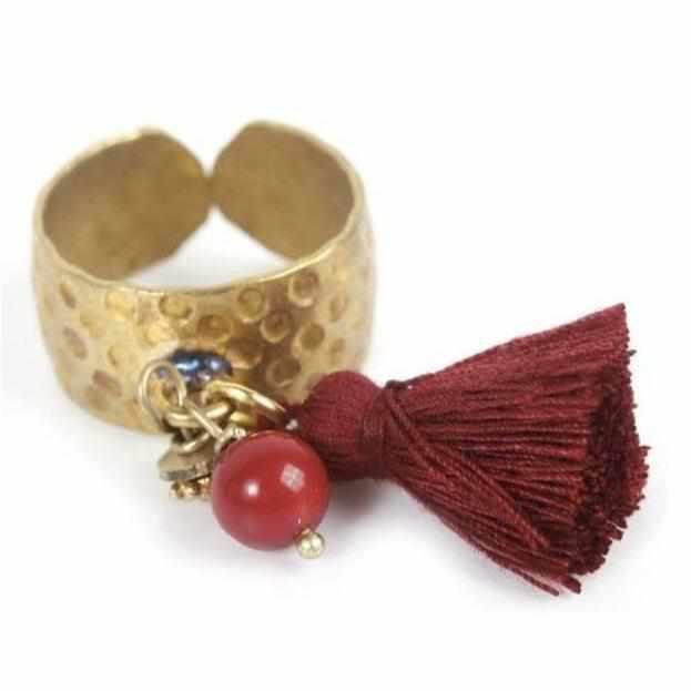 Aneesa Tassel Brass Adjustable Ring - Thailand Jewelry La Vie Bien Aneesa Tassel Brass Adjustable Ring - Thailand