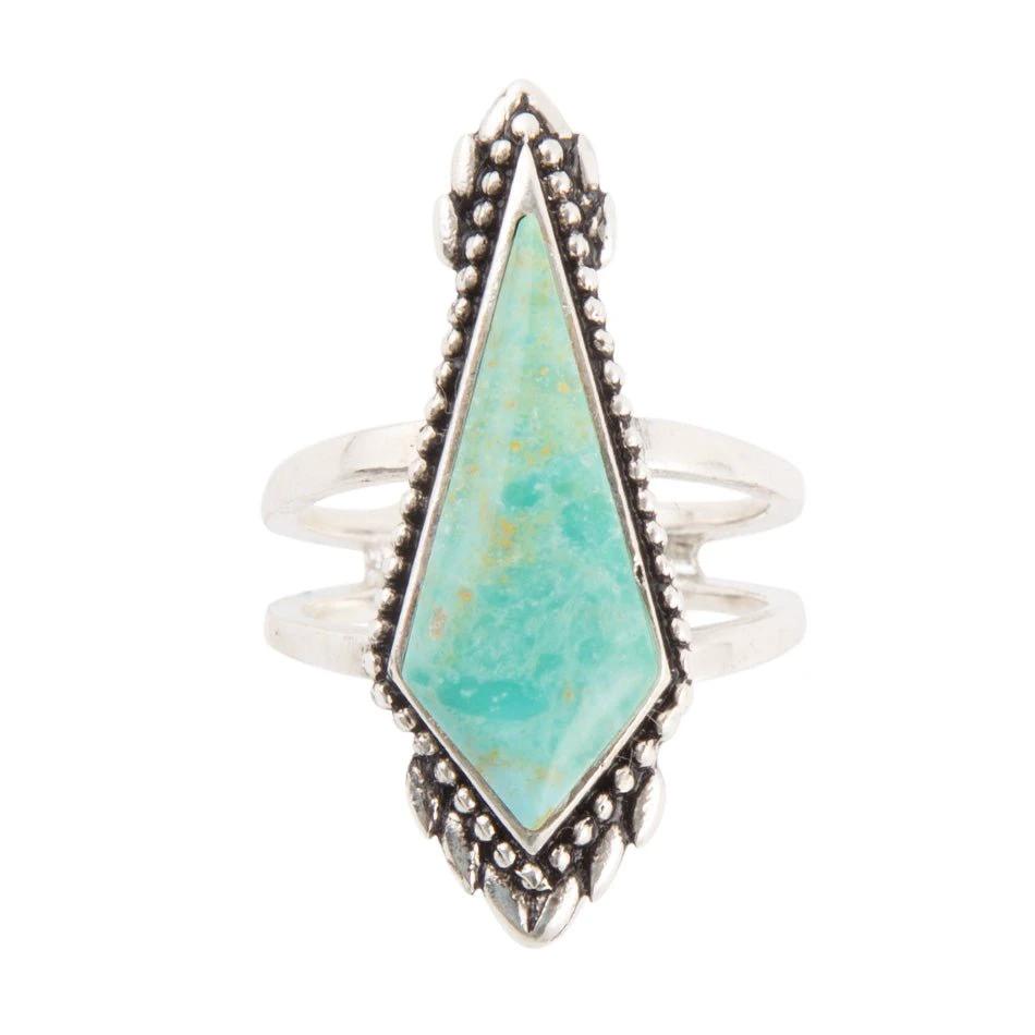 Anemone Blue Turquoise and Sterling Silver Statement Ring by Barse Jewelry