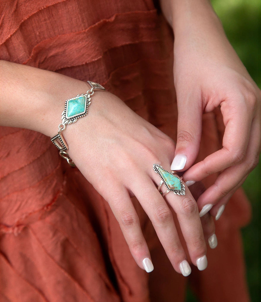 Anemone Blue Turquoise and Sterling Silver Statement Ring by Barse Jewelry
