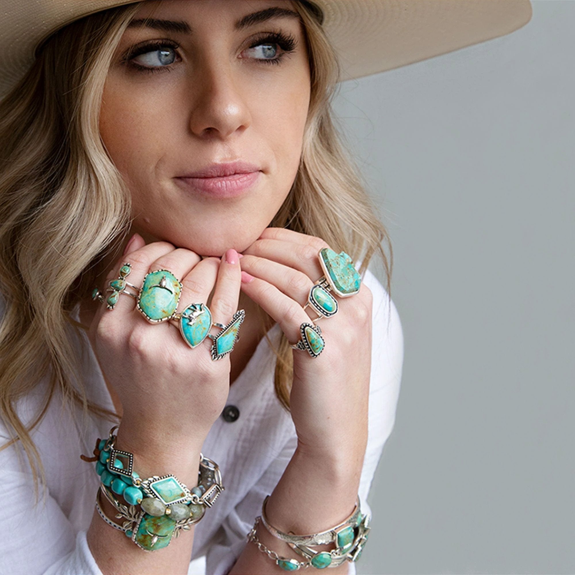 Anemone Blue Turquoise and Sterling Silver Statement Ring by Barse Jewelry