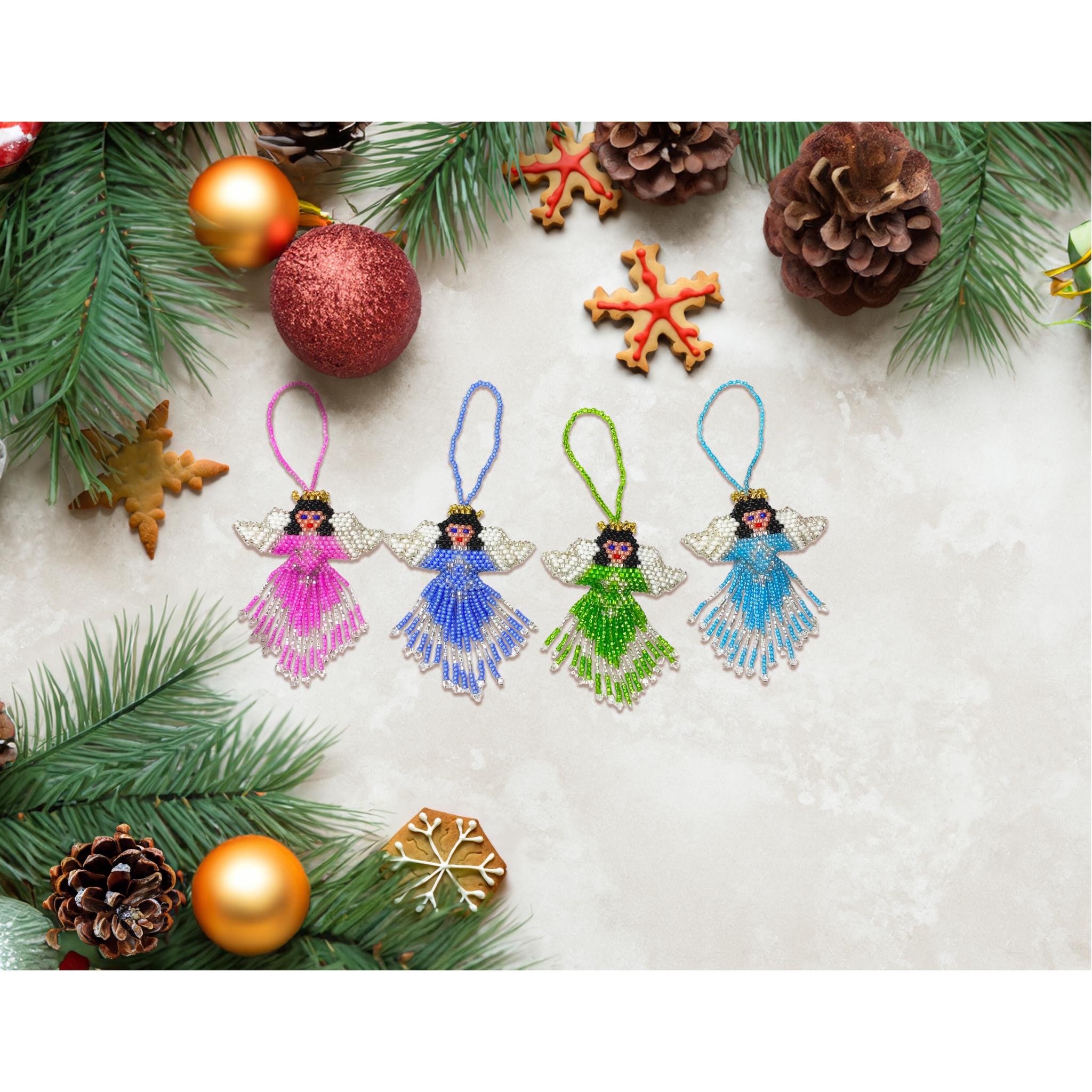 Angel Seed Bead Ornament - Guatemala Decor La Vie Bien Angel Seed Bead Ornament - Guatemala
