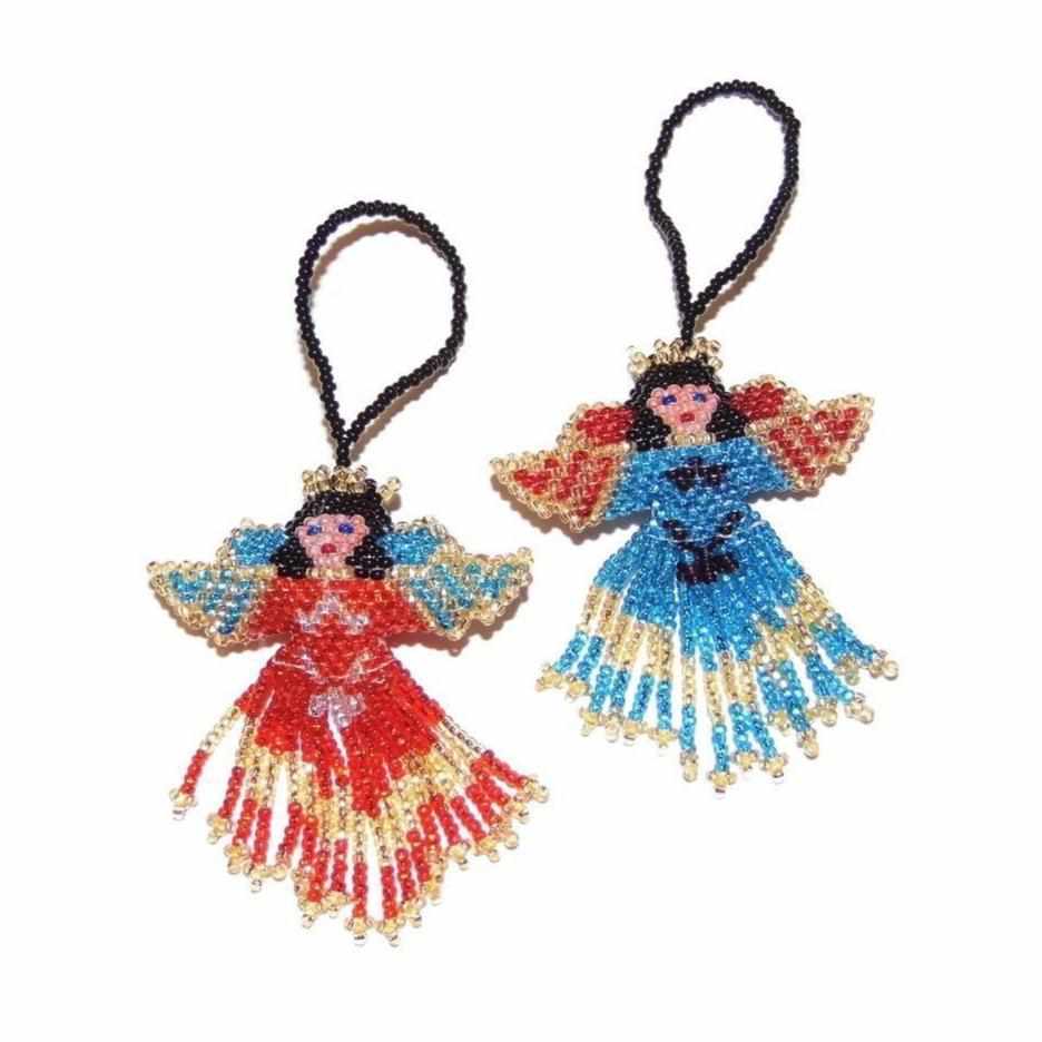 Angel Seed Bead Ornament - Guatemala Decor La Vie Bien Angel Seed Bead Ornament - Guatemala