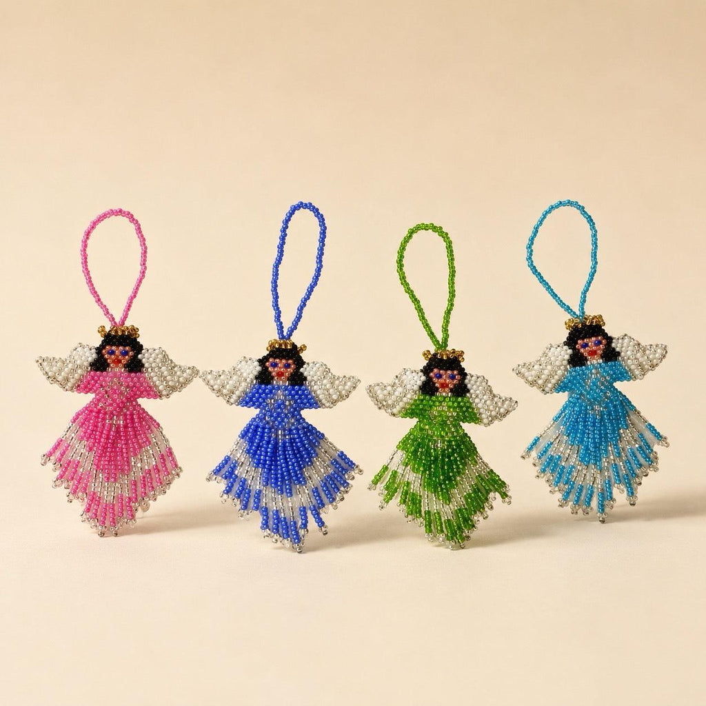 Angel Seed Bead Ornament - Guatemala Ornament La Vie Bien Angel Seed Bead Ornament - Guatemala