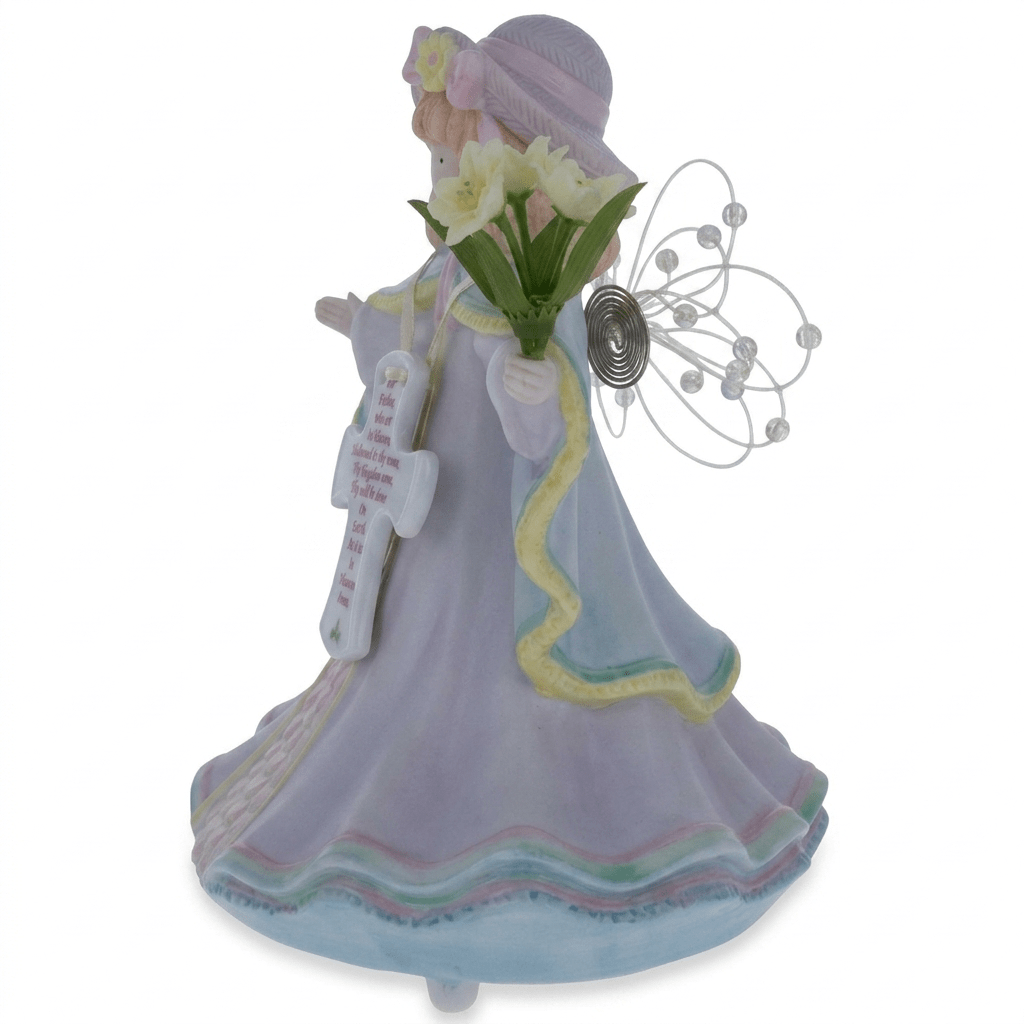 Angel with Cross Porcelain Musical Figurine - Lord's Prayer Decor 6.5 Inches Musical Figurines > Religious La Vie Bien Angel with Cross Porcelain Musical Figurine - Lord's Prayer Decor 6.5 Inches