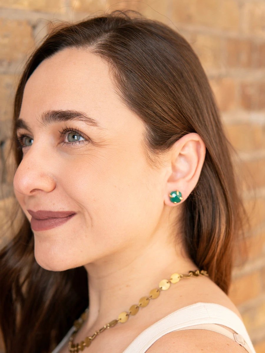 Encaged Green Onyx Studs by Fair Anita