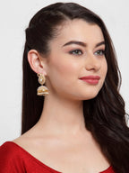 Anikas Creation Off-White & Gold-Polished Contemporary Jhumkas Anikas Creation La Vie Bien Anikas Creation Off-White & Gold-Polished Contemporary Jhumkas