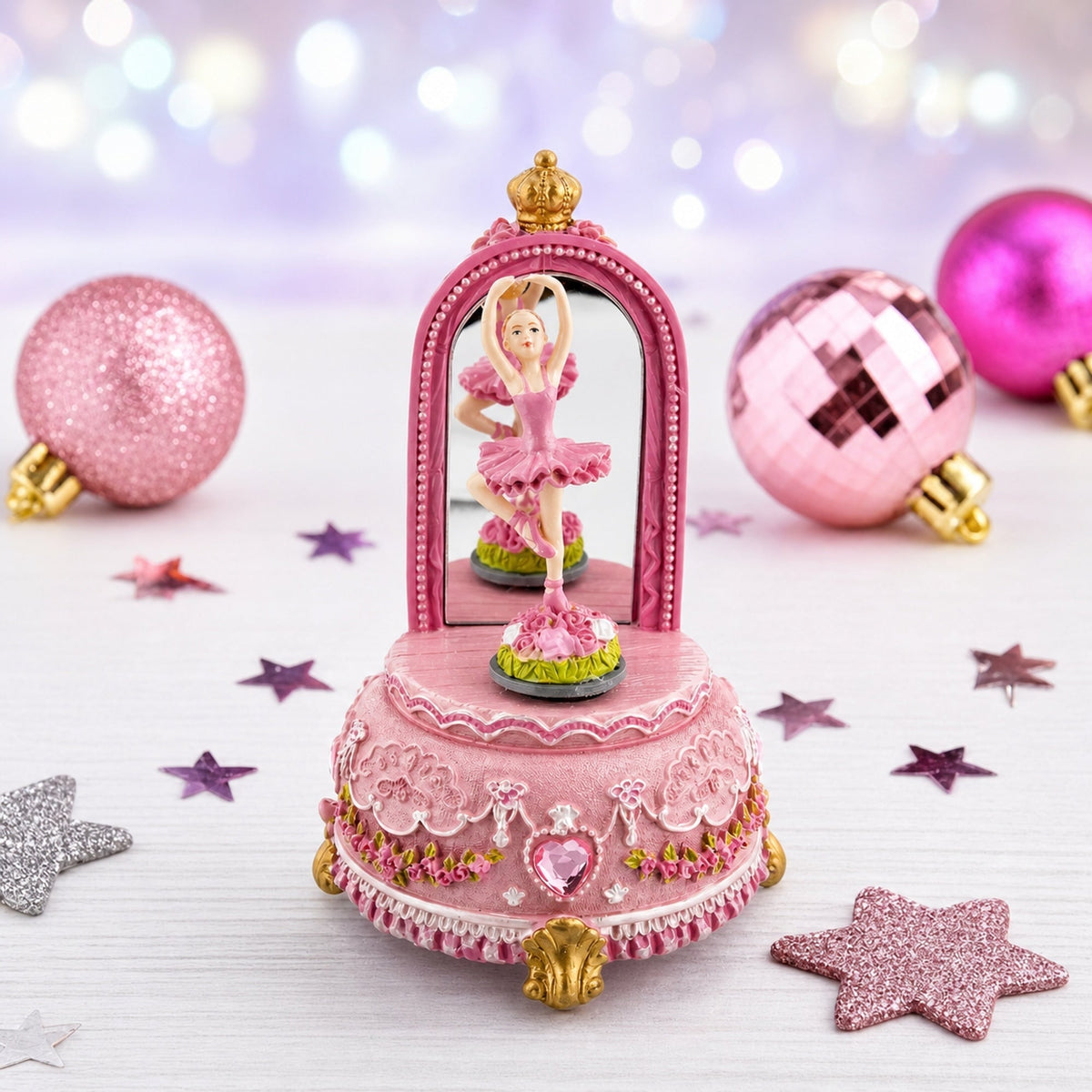Animated Musical Ballerina Figurine - Rotating Swan Lake Mirror Music Box Musical Figurines > Ballet La Vie Bien Animated Musical Ballerina Figurine - Rotating Swan Lake Mirror Music Box