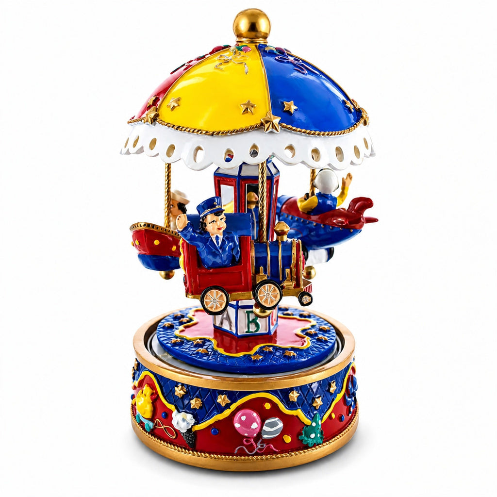 Animated Musical Carousel Figurine - Moving Train Airplane Boat Music Box Musical Figurines > Children La Vie Bien Animated Musical Carousel Figurine - Moving Train Airplane Boat Music Box
