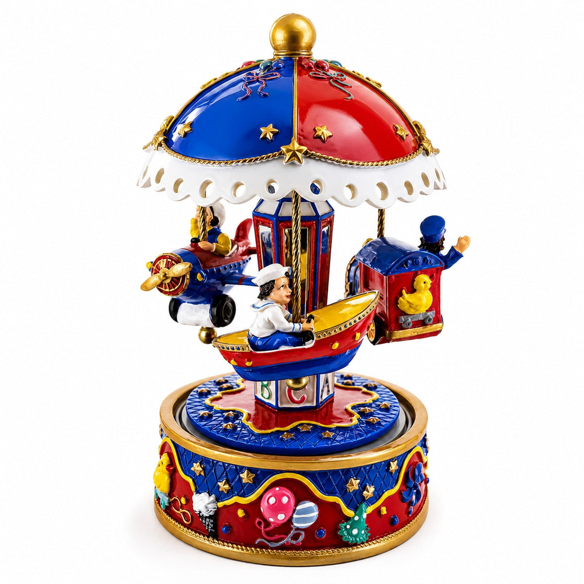 Animated Musical Carousel Figurine - Moving Train Airplane Boat Music Box Musical Figurines > Children La Vie Bien Animated Musical Carousel Figurine - Moving Train Airplane Boat Music Box