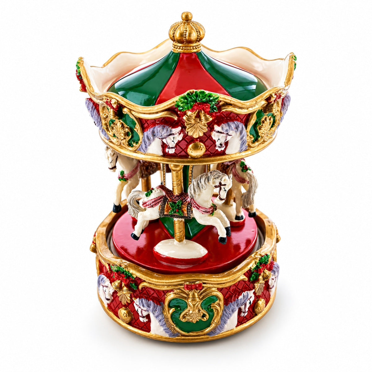 Animated Musical Christmas Carousel Figurine - Rotating Horse Music Box Musical Figurines > Carousels La Vie Bien Animated Musical Christmas Carousel Figurine - Rotating Horse Music Box