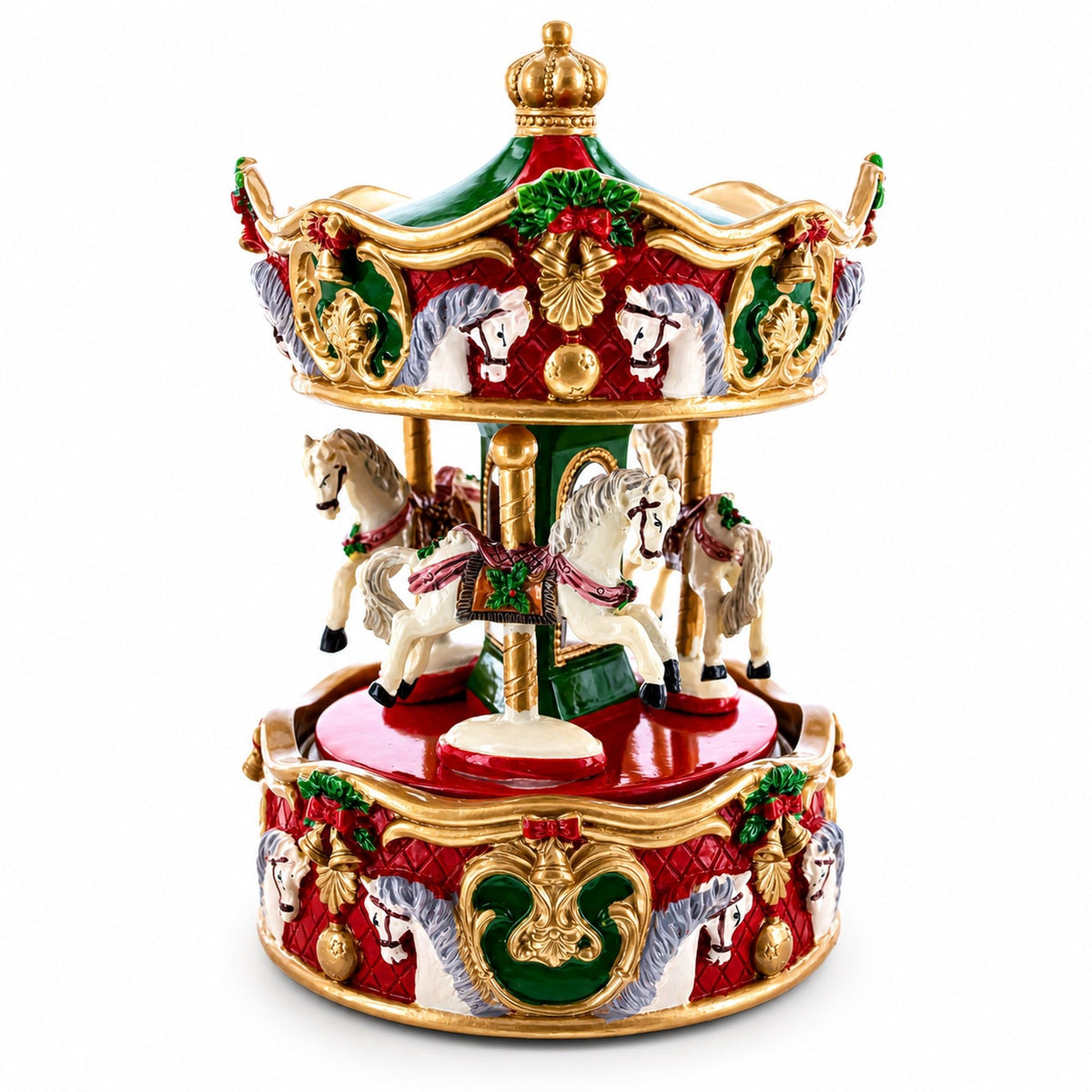 Animated Musical Christmas Carousel Figurine - Rotating Horse Music Box Musical Figurines > Carousels La Vie Bien Animated Musical Christmas Carousel Figurine - Rotating Horse Music Box