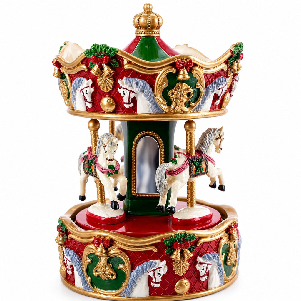 Animated Musical Christmas Carousel Figurine - Rotating Horse Music Box Musical Figurines > Carousels La Vie Bien Animated Musical Christmas Carousel Figurine - Rotating Horse Music Box